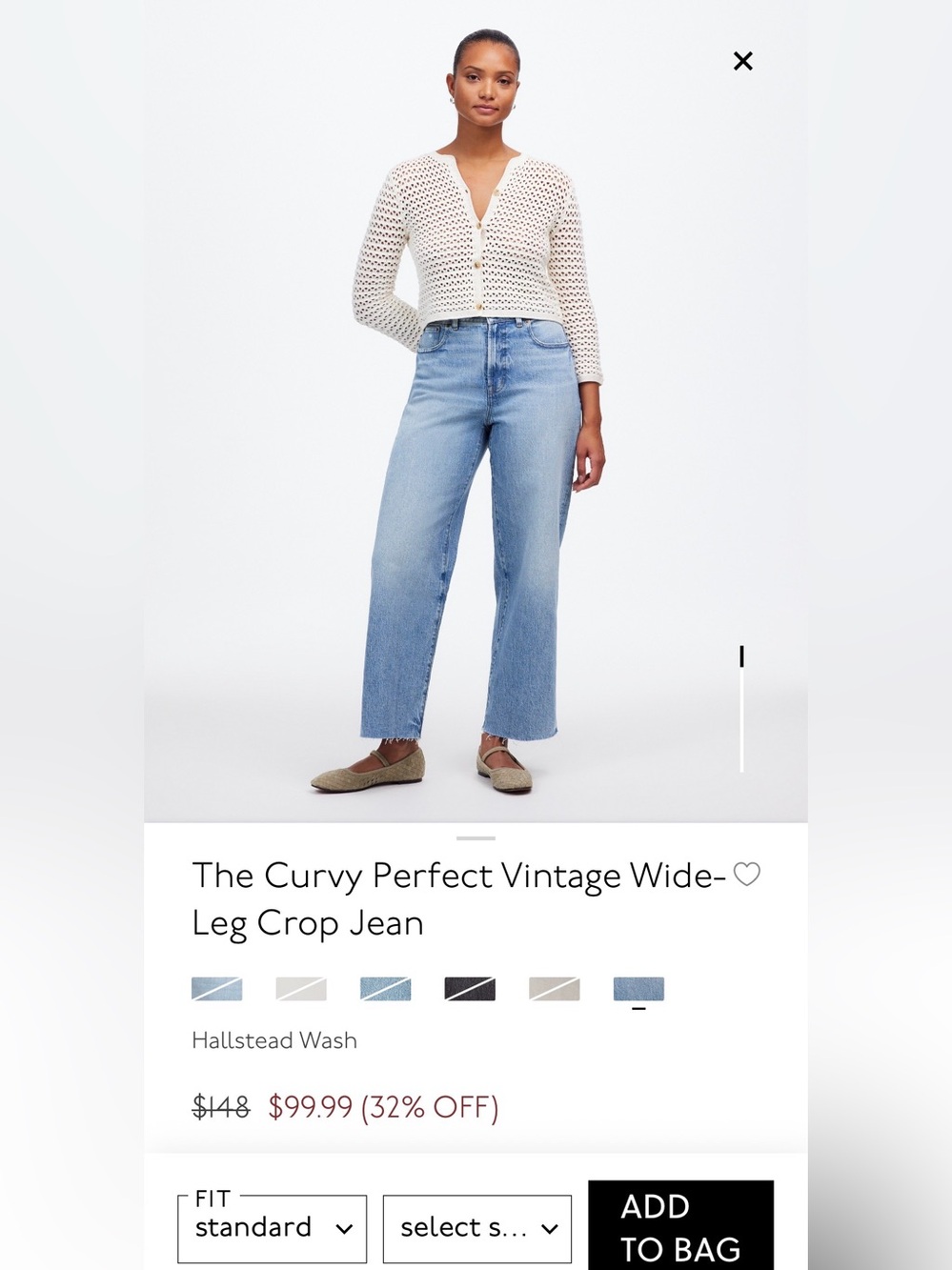 Madewell Curvy Perfect Vintage Wide-Leg Crop Jeans